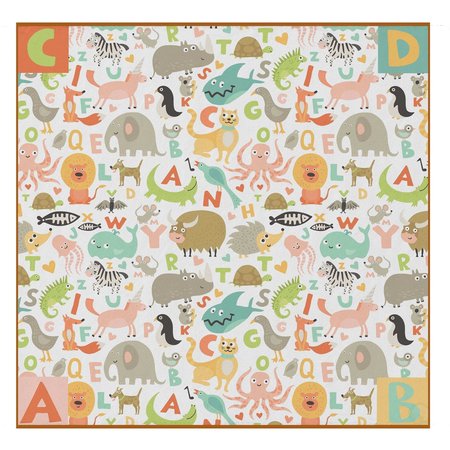 Deerlux 6 ft. Social Distancing Colorful Kids Classroom Seating Area Rug, ABC Animal Design, 8 x 8 ft Large QI003862.L